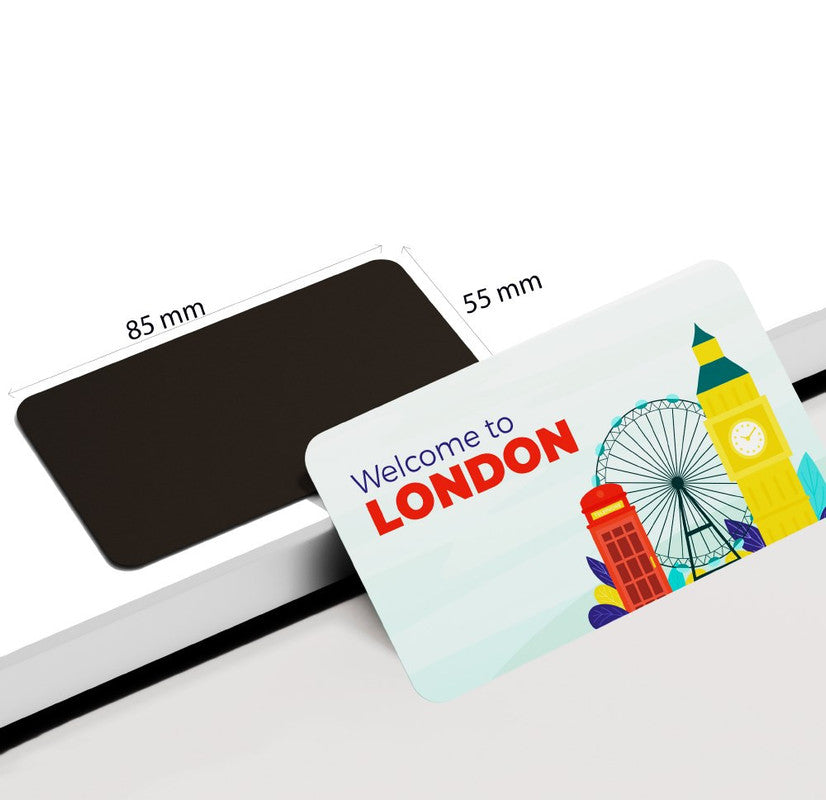 dhcrafts Rectangular Rubber Fridge Magnet / Magnetic Card Multicolor London D2 Design Pack of 1 (8.6cm x 5.4cm)